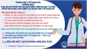 Thông báo bác sĩ Bệnh viện Đại học Y Hà Nội khám tim mạch tại Trung tâm Y tế Thạch Hà